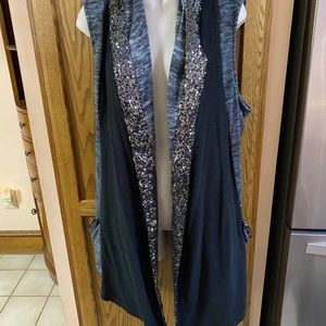 Juicy couture Black and gray long vest w/sequin XL
